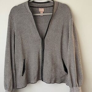 Chico's Cardigan Open Front Jacket Pockets 100% Cotton